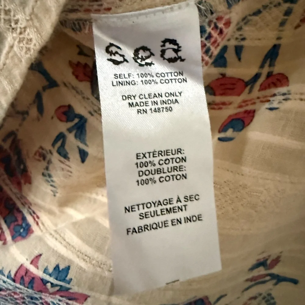 Sea New York Beige Floral Maxi Dress with Ruffle Shoulder mock neck 100% cotton - Picture 8 of 8